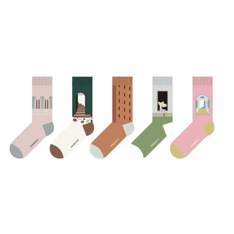 [WPLOIKJD] Harajuku/осенне-зимние модные забавные носки из чистого хлопка новинка художественная модель, носки для пар Skarpetki
