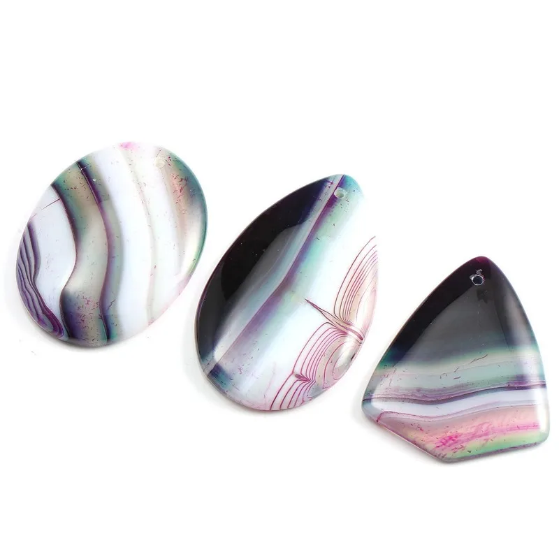 

5pc/bag Natural Agate Stone Pendant Striped Agate Pendant Mixed Color Natural Agate Stone Irregular Necklace Jewelry Accessories
