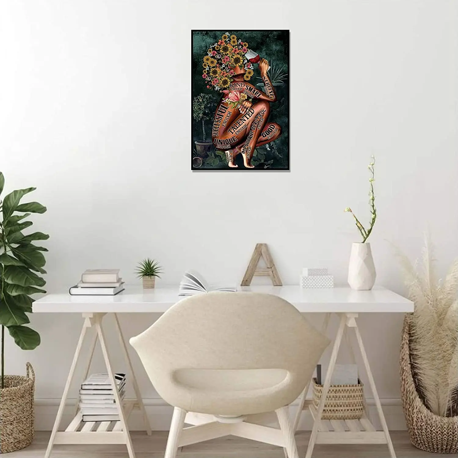 

African American Wall Art Black Queen Prayer Canvas Printed In Black And Gray