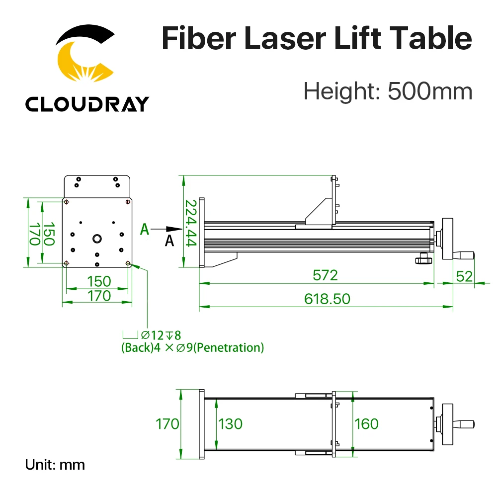 Волоконный лазер система подъема вверх и вниз высота 500 мм 770 для волоконно