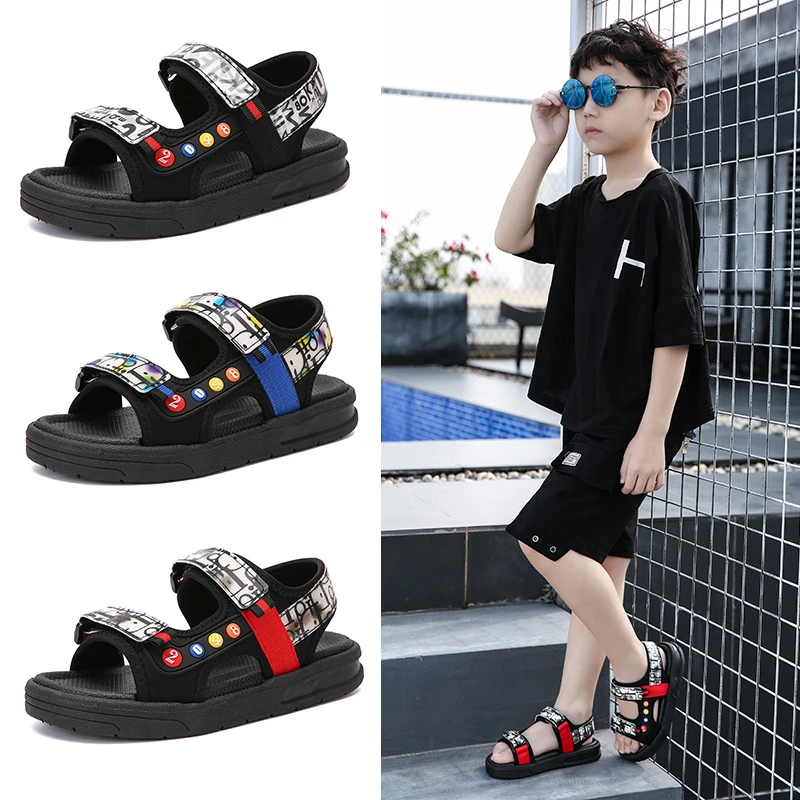 

2021 New Beach Sandals Fashion Shoes Children H2188 Summer Kids LightWeight Outdoor Unisex Boys Soft Bottom