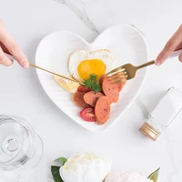 simple nordic ceramic tableware ins heart shaped pastry bread steak plate peach heart shaped for couple breakfast dish