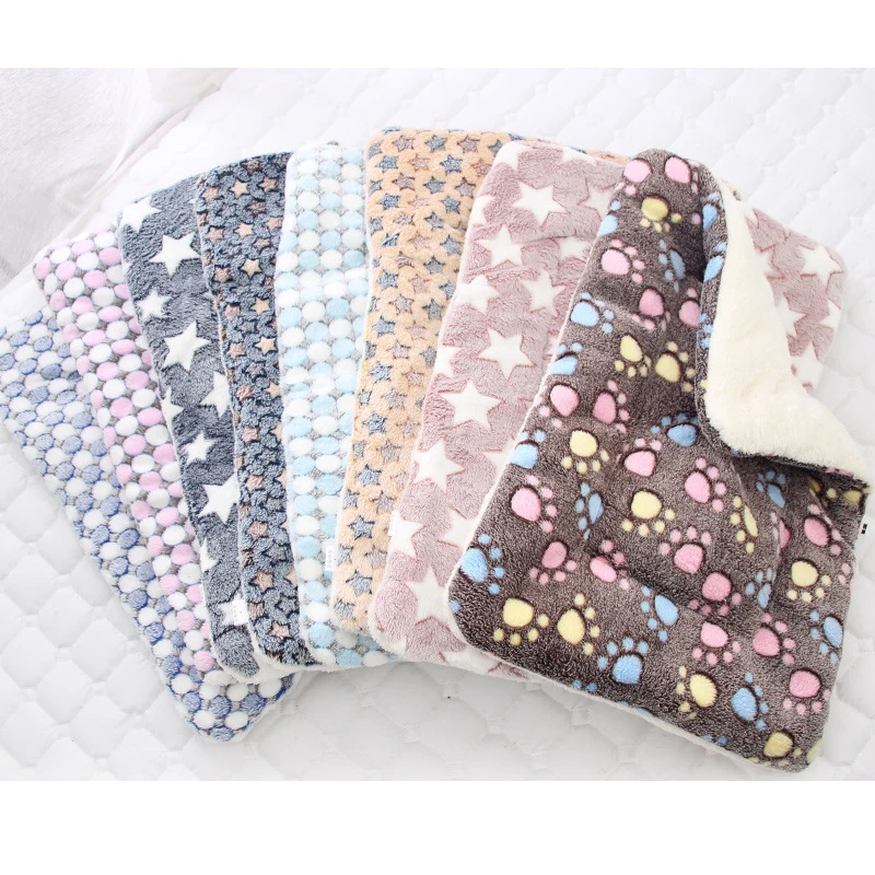 Мягкое фланелевое одеяло для собаки питомца коврик зимняя плотная теплая