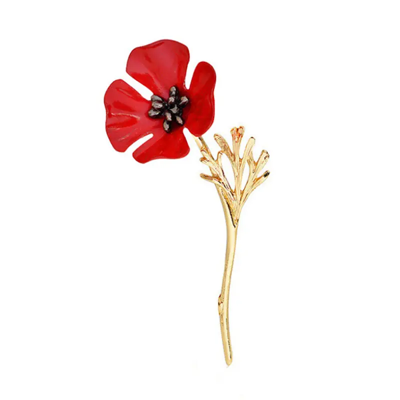 Creative 1PC Fashion Red Poppy Flower Brooch Vintage Collar Pins For Women Men Jewelry Winter Sweater Brooches | Дом и сад