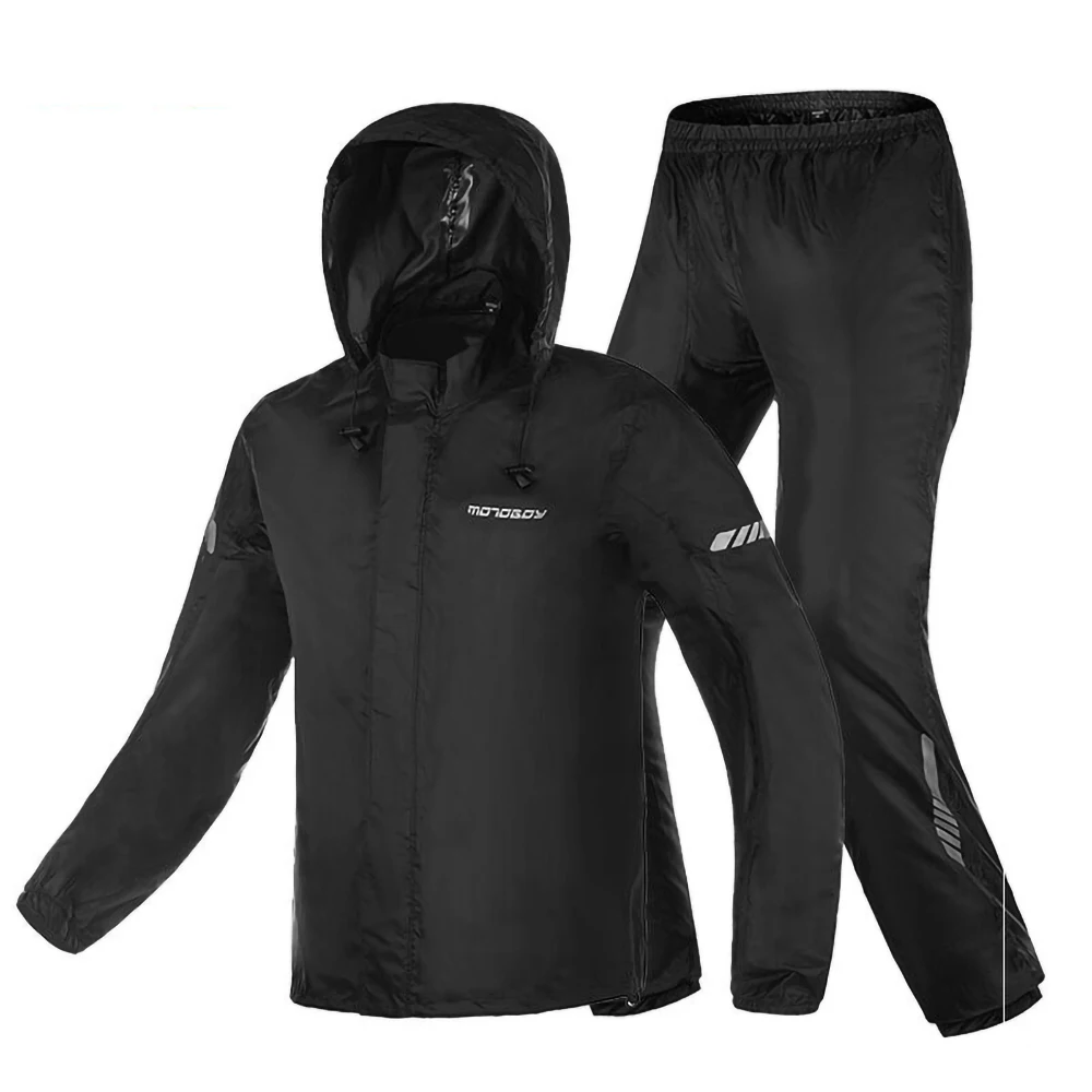 J02 Black MOTOBOY светоотражающий мотоциклетный плащ с капюшоном, куртка, брюки, водонепроницаемый костюм, мужской дождевик, костюм для улицы, мотоциклетная одежда - Цвет: J02 Black