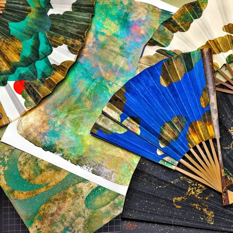 Зеленая красная синяя разноцветная Золотая фольга фотография поделок-14x14 см