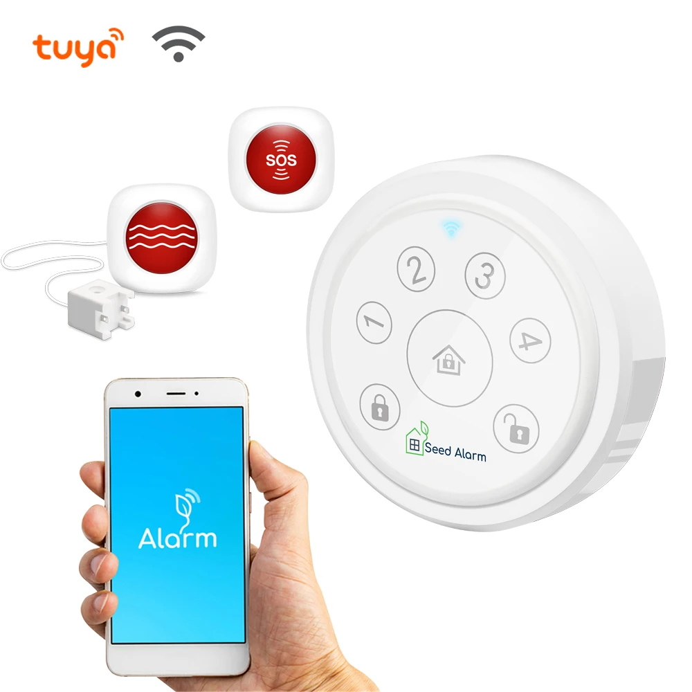 Семя сигнализации Tuya детектор утечки воды сигнализация с SOS Аварийная кнопка и