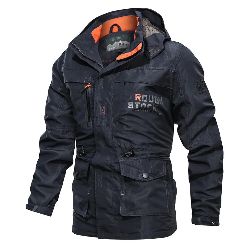Blue ReFire gear осенняя куртка в Военном Стиле Мужская зимняя ветровка с капюшоном армейская куртка повседневная Водонепроницаемая много карманов карго пальто - Цвет: Blue