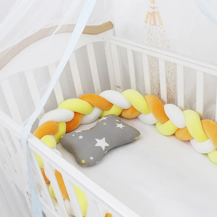 Mustard Yellow White 3M детский бампер кровать плетеная кроватка бамперы для мальчиков девочек Младенческая защита для кроватки бампер Тур де ЛИТ Bebe Tresse декор комнаты - Цвет: Mustard Yellow White