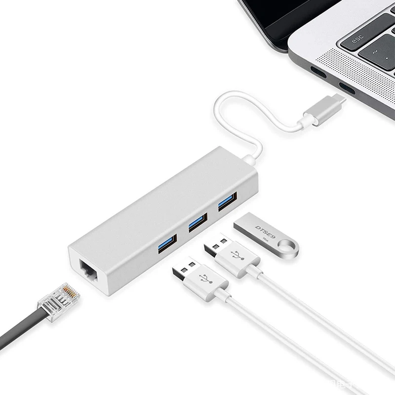 USB Type C концентратор для Rj45 1000M Gigabite Ethernet 3 0 до 5 Гбит/с скорости Алюминиевый сплав