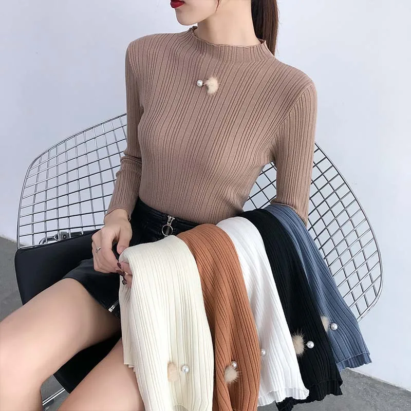 

Свитер Женский вязаный в рубчик, мягкий, зимний, 2019