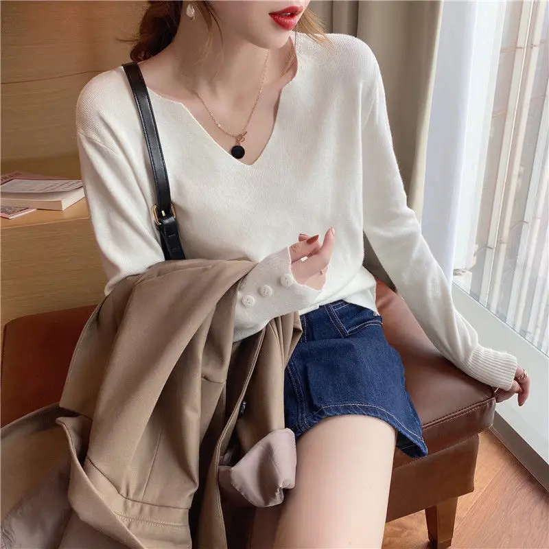 

Sweaters for Women Autumn and Winter New V-neck Sweater Women Loose Fashion Casual Winter Clothes Women
