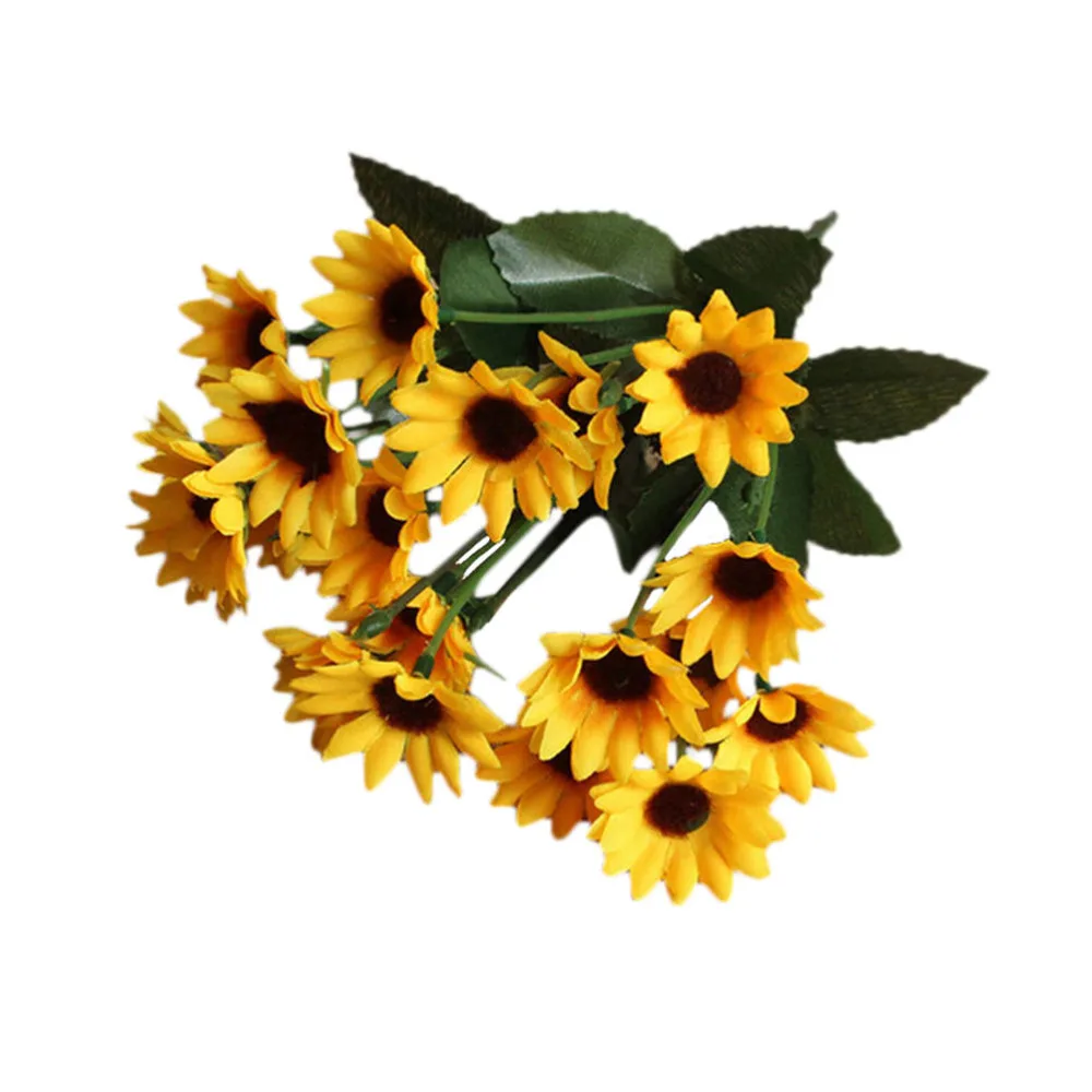 

Artificial 14 Head Fake Simulation Sunflower Silk Flower Bouquet Home Wedding Floral Decor Valentine's Day