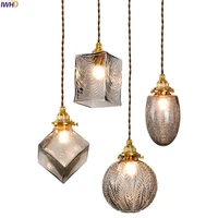 iwhd smoke grey glass ball pendant light fixtures copper home lighting dinning living room lights modern hanging lamp led