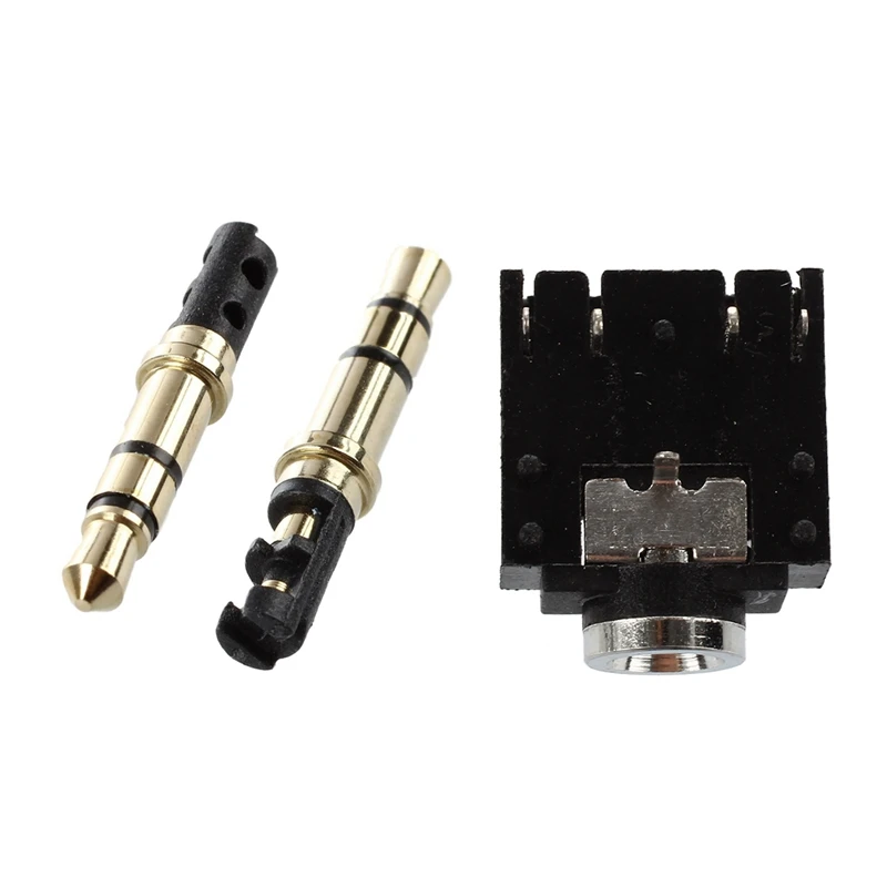 10Pcs 3.5Mm Male Plug 3 Pole Soldering Earphone Headphone Audio Jack Gold Tone &amp Dip Pcb Mount 5 Pins Socket Headpho |