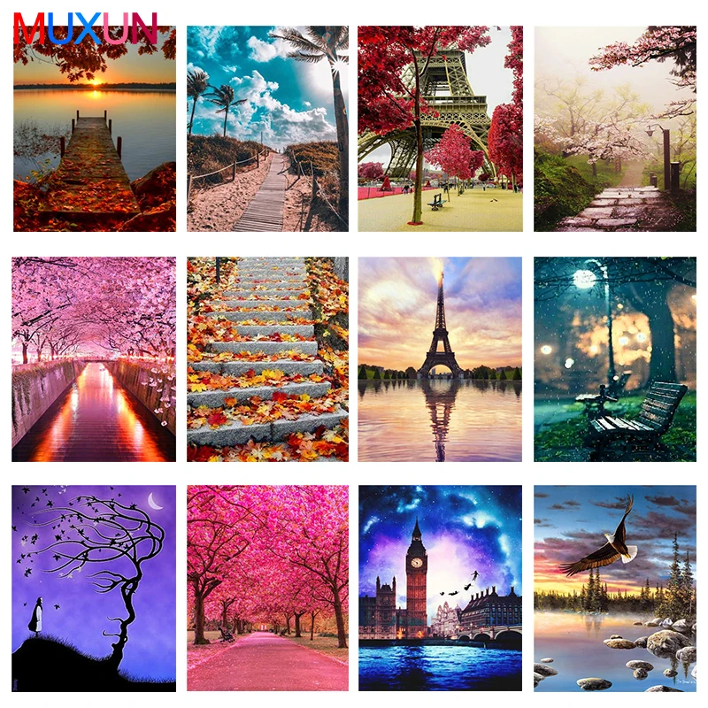 

5D Diamond Embroidery Lakeside Scenery Diamond Painting Landscape Diamond Mosaic Full Diamond Cross Stitch Home Decoration Hobby