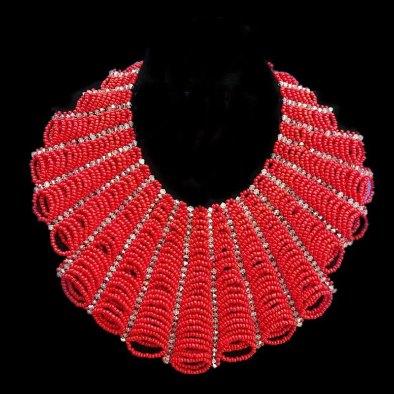 

4UJewelry Indian Luxury Bridal Jewelry Set For Women Dubai Shoulders Collar Design African Beads Nigerian Wedding Necklace Set