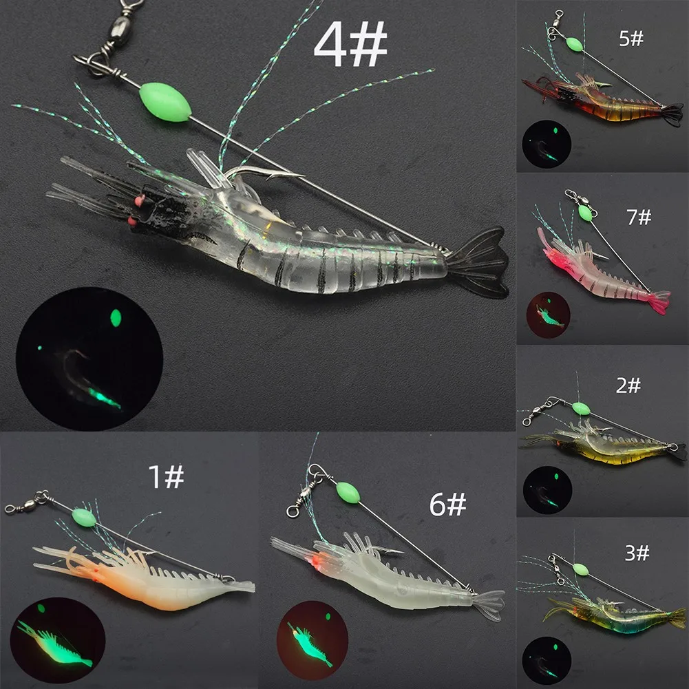 

Artificial Luminous Shrimp Soft Lure 8.5cm Silicone Bait With Hook Powerful Swivels Sabikis Rig Ice Fishing River Fishing Tackle
