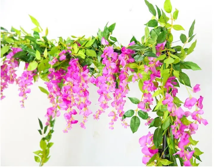 wisteria flowers Artificial Wisteria Silk Flowers Home Wedding decor Bouquet vine decoration Garden Hanging garland Plant string | Дом и сад