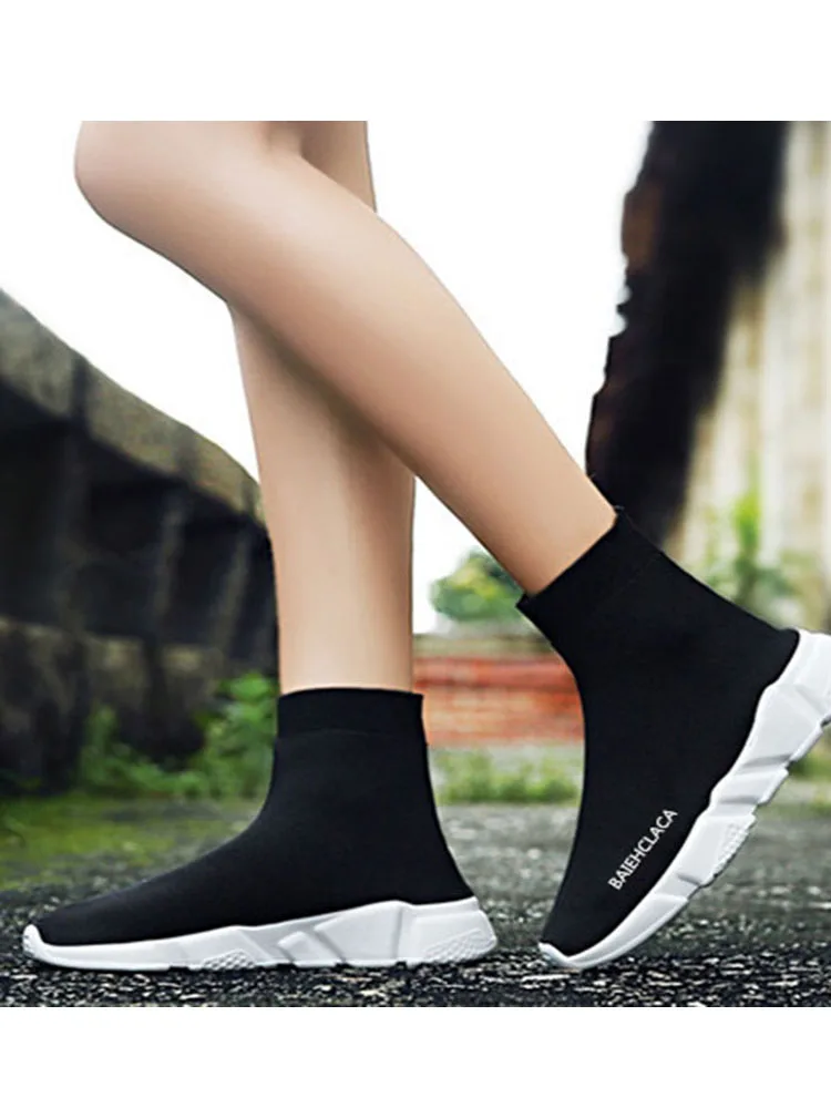 

Socks Shoes High-top Unisex Flats Spring Brand Casual Sports Running Shoes Stretch Fabric Comfortable Sneakers 2021 New