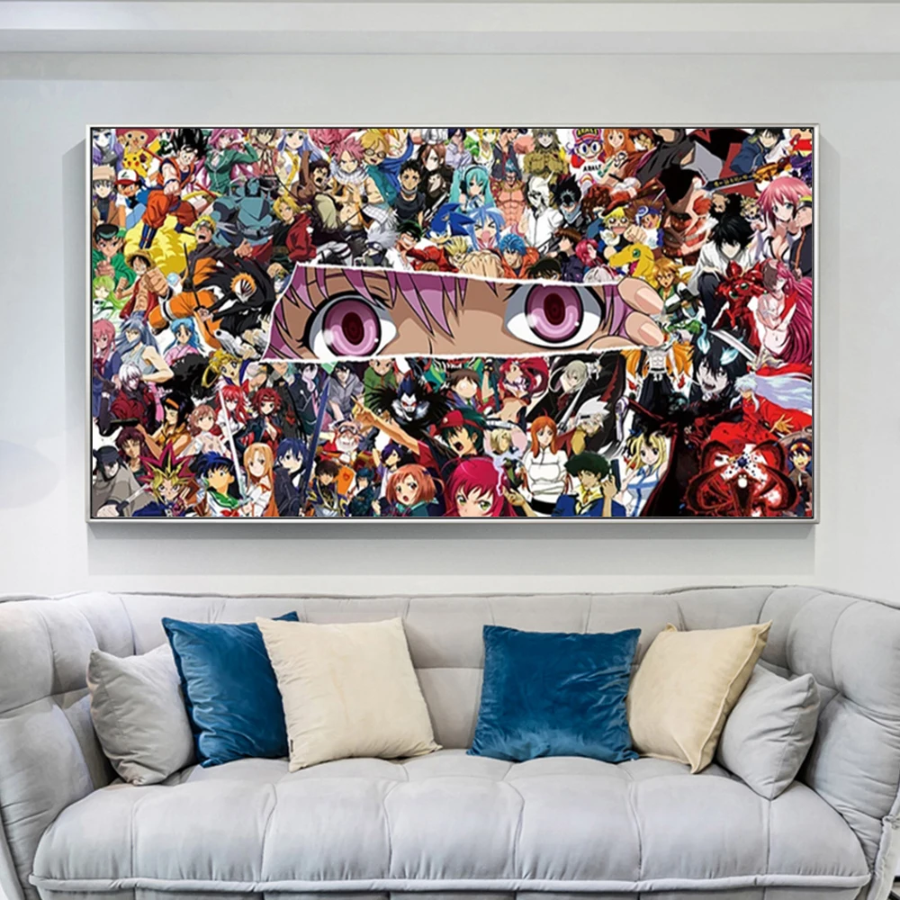 

Плакаты из японского мультфильма аниме, коллекция персонажей из мультфильмов, художественная живопись на холсте, настенные картины, детски...