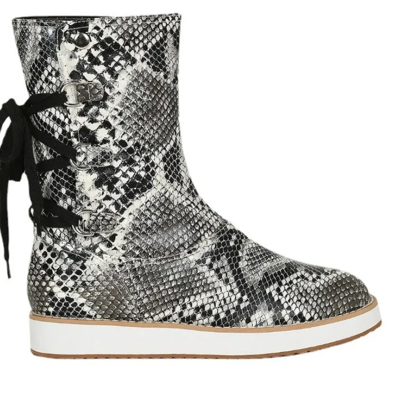 

Autumn and Winter Women's Boots Women's Shoes Thick-soled Lace-up Leopard-print Martin Boots Retro Outdoor Non-slip Casual Boots