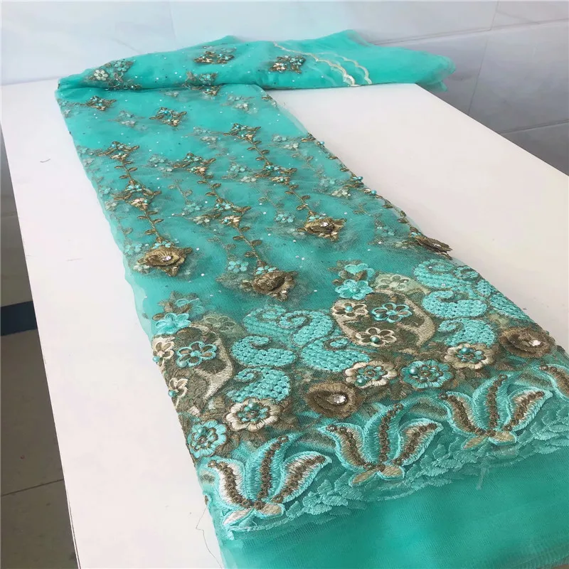 

5 ярдов зеленый африканская сетчатая кружевная ткань с блестками 2021 Высокое качество Французский Тюль Кружева Нигерия гипюр Материал для свадебное платье