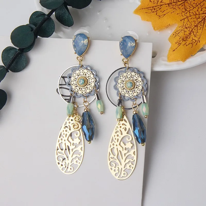 Женские серьги подвески с кисточками в корейском винтажном