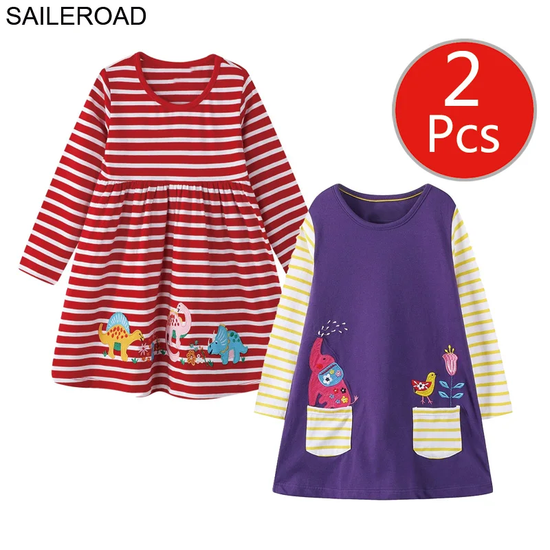 SAILEROAD 2 шт. Фруктовое Яблоко с Принтом Девушки Карманные Платья Vestidos 5 Лет Платье Принцессы для Детей Одежда Vestido Unicornio - Цвет: 7004 7776 photo