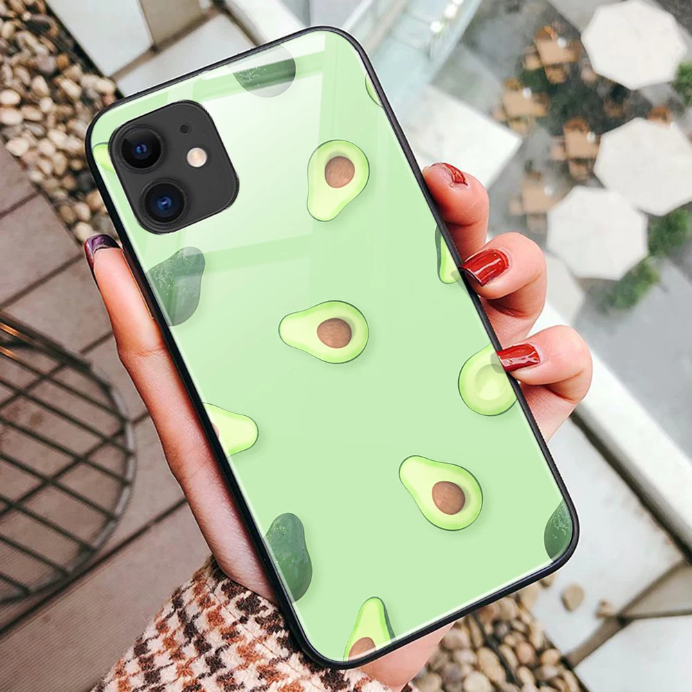 Авокадо Фрукты чехол из закаленного стекла для телефона iphone 11 6s 7/8 p plus задняя