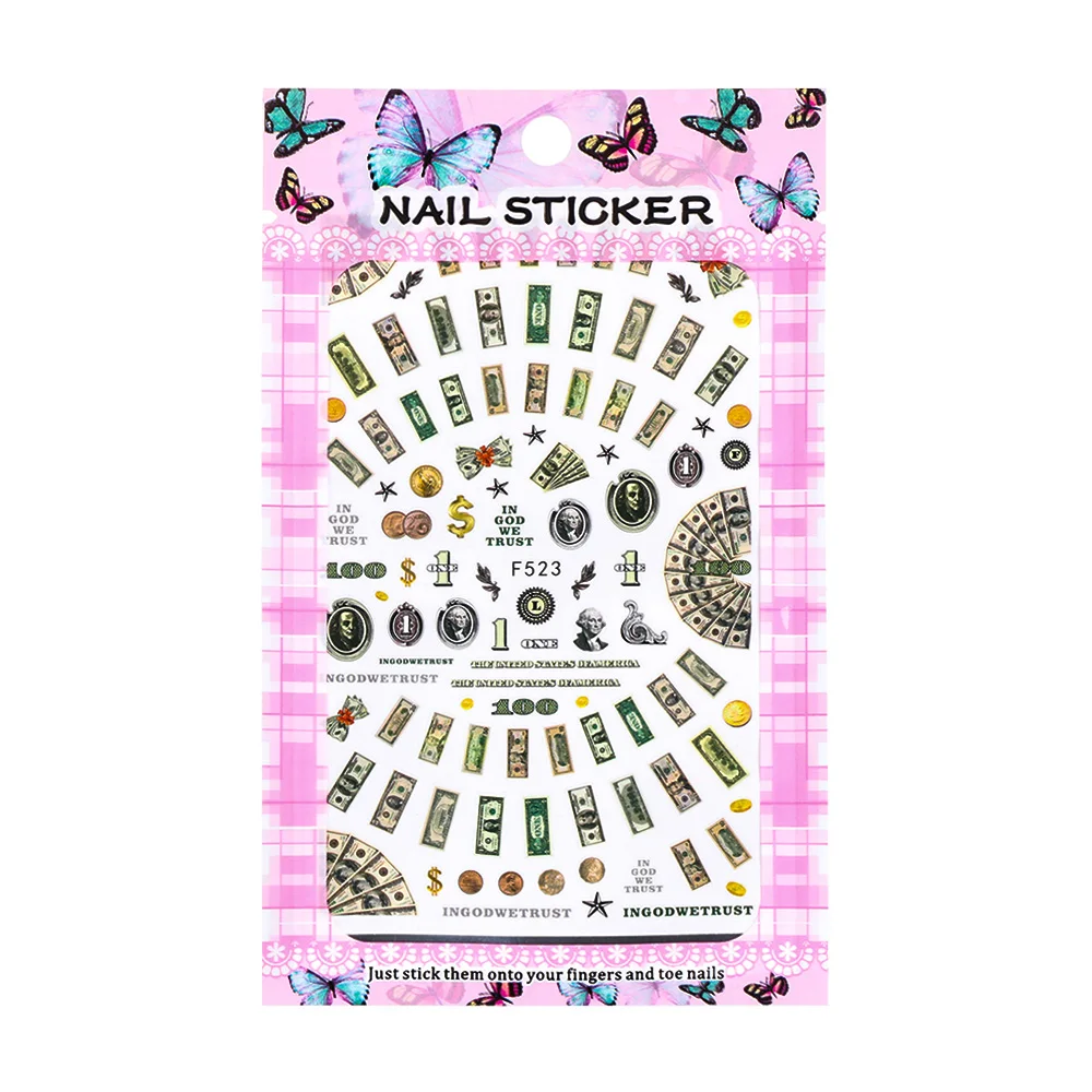 1 шт. 3D дизайн ногтей Стикеры Деньги Доллар богатых богатый Стиль s фольга для