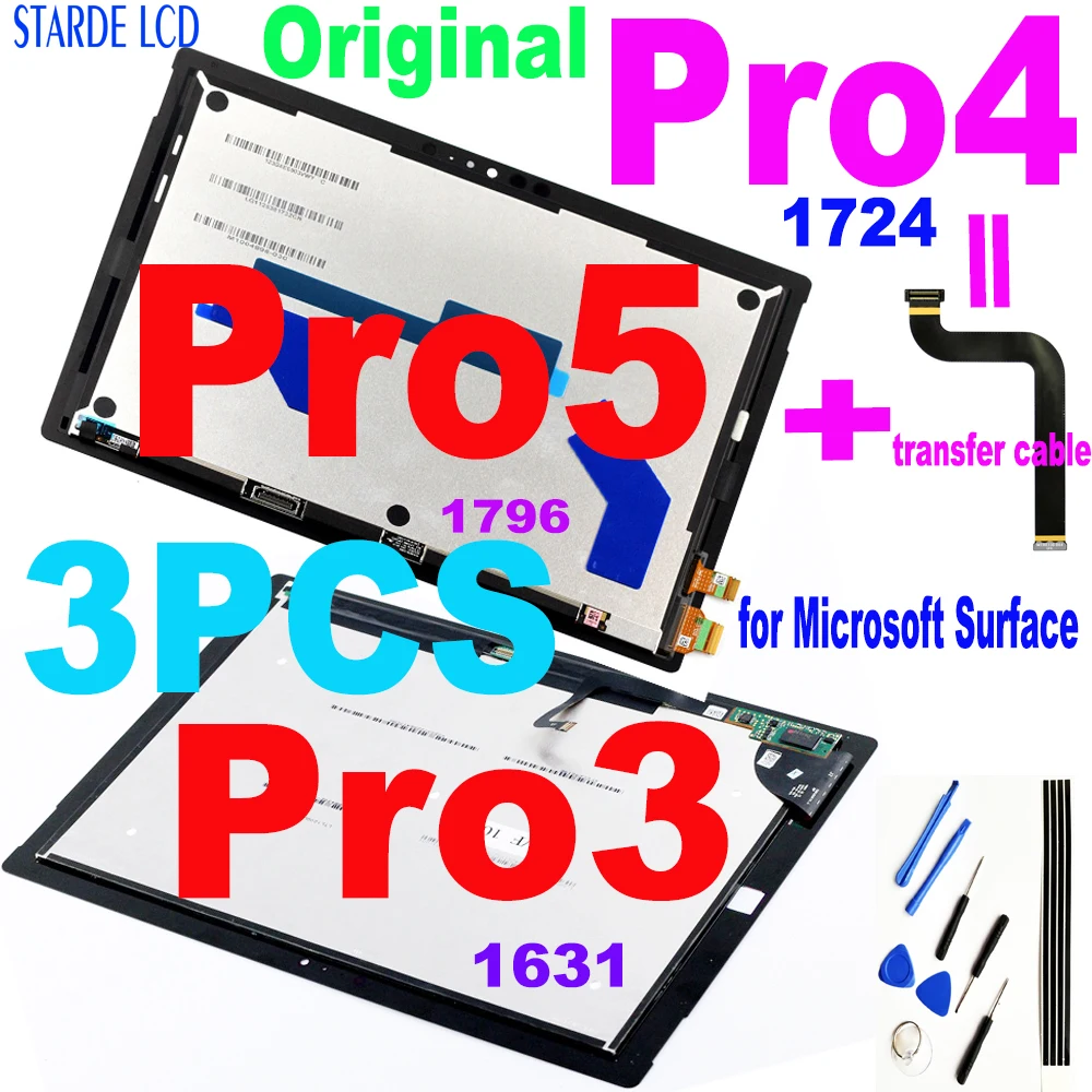 3 шт. оригинальный ЖК дисплей для Microsoft Surface Pro 1631 4 1724 5 1796 Дисплей кодирующий