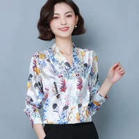 new silk women blouses woman satin blouse women shirts womens tops and blouses elegant woman print blouse shirt plus size top
