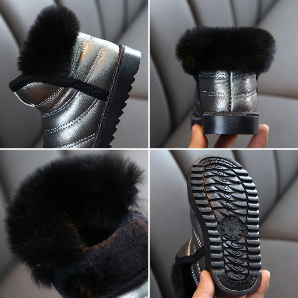 Kids Snow Boots Girl Boys Waterproof Plus Velvet Thickening Short Booties Toddler Infant Baby Winter Warm Shoes 21-32 |