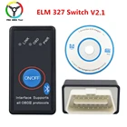 Super Mini ELM327 Bluetooth ELM 327 переключатель V2.1 кнопка включениявыключения OBD2 автомобильный диагностический инструмент Многоязычный для протоколов OBDII