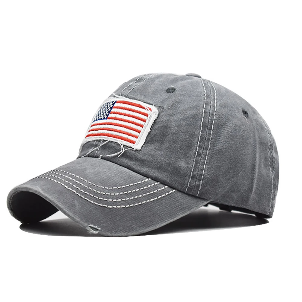 

Unisex Vintage American National Flag Ripped Anti UV Ponytail Hat Baseball Cap Outdoor Casual Sun Hat For Women Men 4 Colors