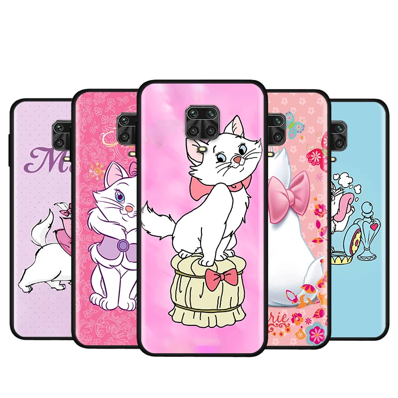 

Phone Case For Xiaomi Redmi Note 4 4X 5A 5 6 7 8T 8 9T 9S 9 10 10S Prime Pro Max Disney cute Marie Cat Black Soft Cover