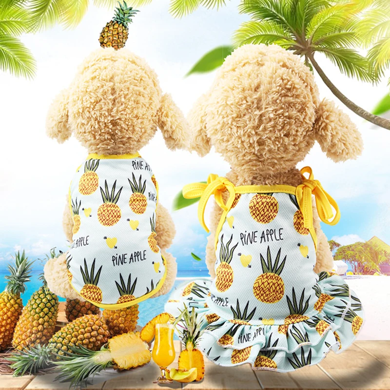 Хлопковая юбка одежда для домашних животных милое платье с фруктовым узором
