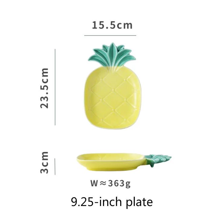 9.25-inch plate Креативное симпатичное керамическое Ананасовое блюдо, чаша, блюдо для фруктов для ресторана, тарелки для дома, керамическая тарелка, тарелки для закусок - Цвет: 9.25-inch plate