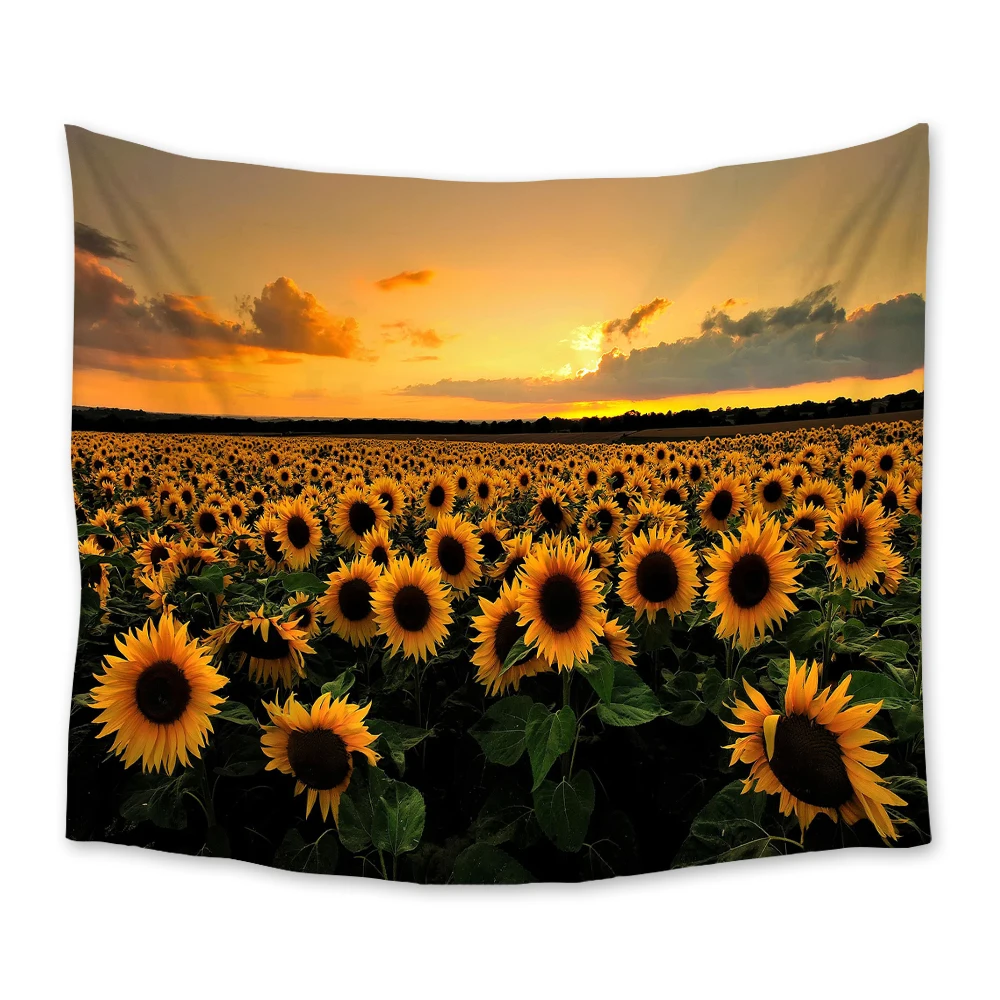 

Sunflower Flower Field Landscape Tapestry Wall Hanging Wall Decor Tapestries Bedspread Sheet Carpet Throw Yoga Mat Home Bedroom