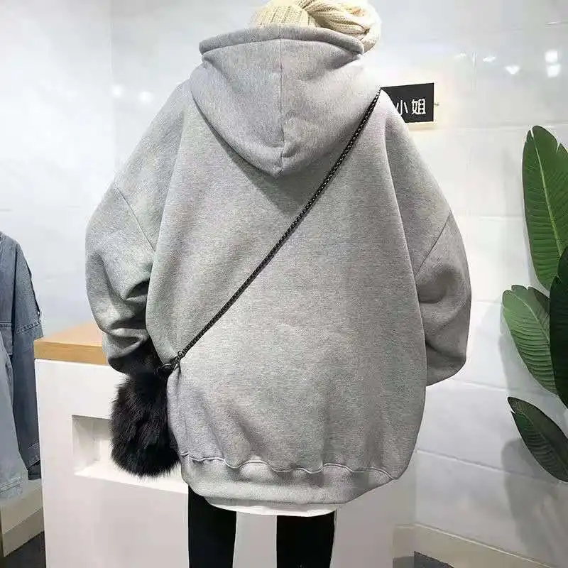 Толстовка Женская зимняя свободного покроя с длинным рукавом и карманами |