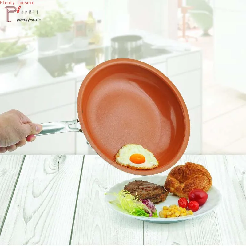 Сковорода антипригарная медная с керамическим покрытием и индукционной крышкой