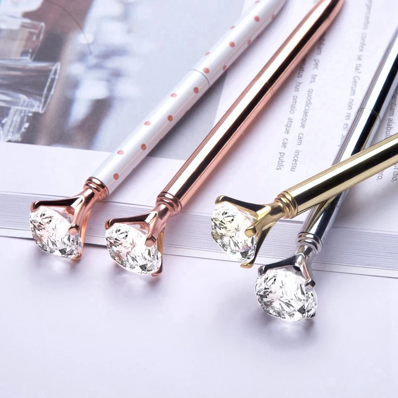 

3 Pcs Rose Gold Pen, Bling Crystal Gel Ink Roller Ball Pens with 5 Pcs Big Crystal Diamond Ballpoint Pen,Ballpoint Pen