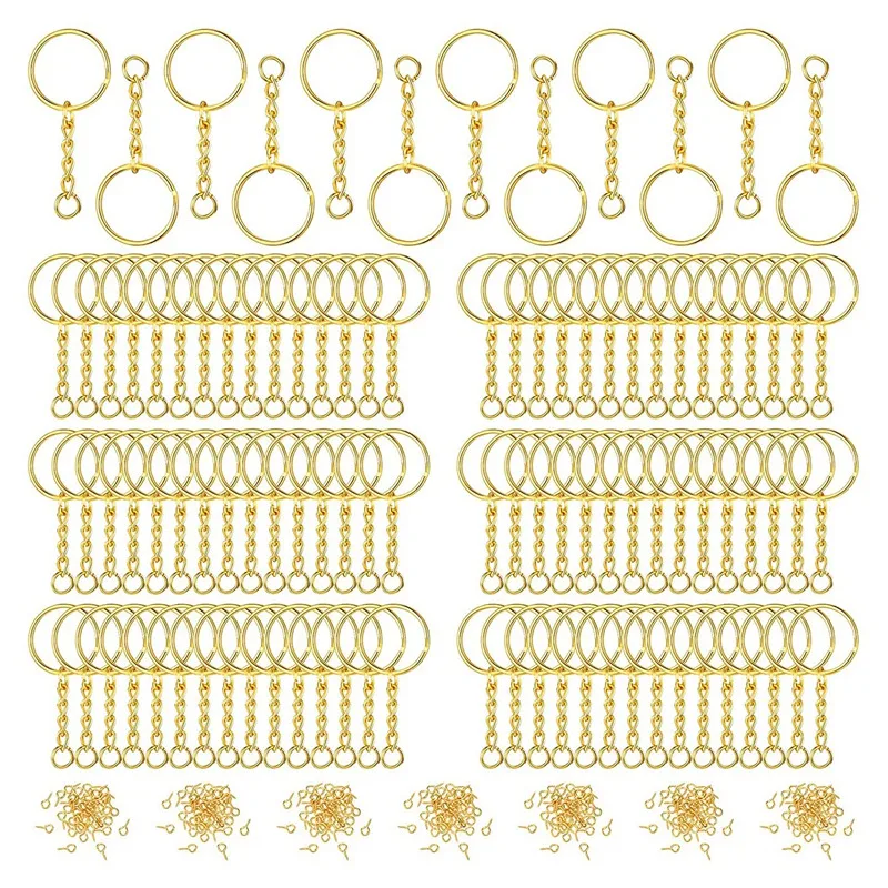 360 Pcs Keychain Rings Kit Including Open Jump Rings Connectors Bulk And Screw Eye Pins Hooks For DIY Crafts