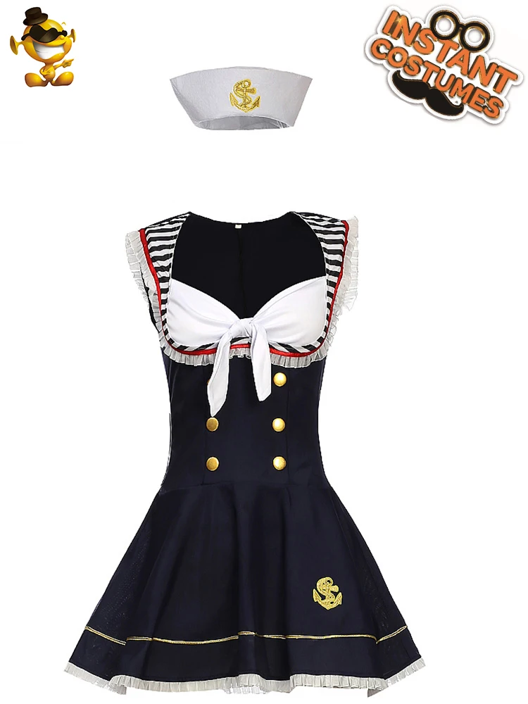 

Women Sexy Sailor Suit Cosplay Carnival Halloween Career Costumes Adult Blue Sailor Short Dress Girls Cute Uniform Outfits