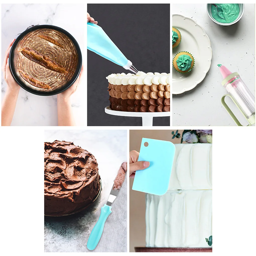 

Cake Piping Nozzle Set Silicone Whisk Stainless Steel Cream Scraper Baking Tray Decoration Tools