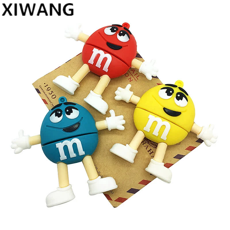 

Usb Flash Drive Cartoon Red Yellow M Chocolate Beans Usb 2.0 4GB 8GB Pendrive 16GB 32GB 64GB Flash Memory Stick Pen Drive 128gb