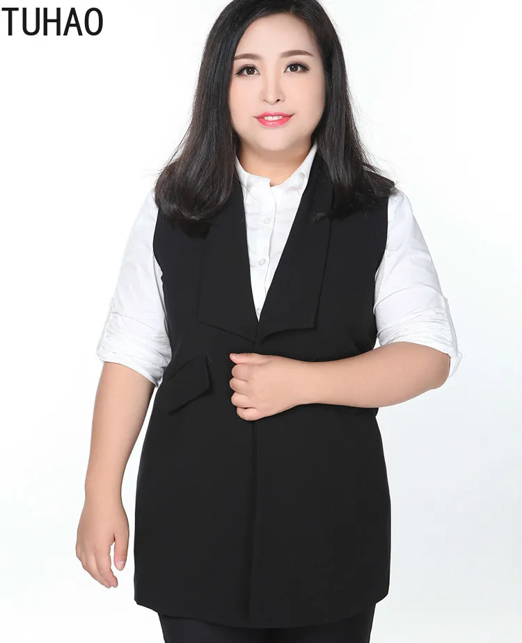 TUHAO женский элегантный черный Длинный блейзер жилет размера плюс 9XL 8XL 7XL 6XL