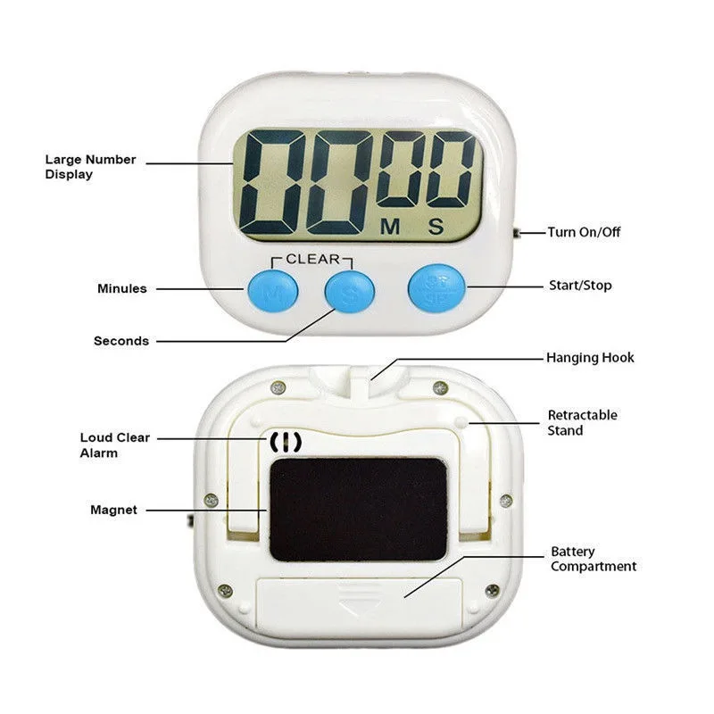 Новый супер ЖК цифровой экран кухонный таймер 1 шт. 7 видов цветов Магнитные часы