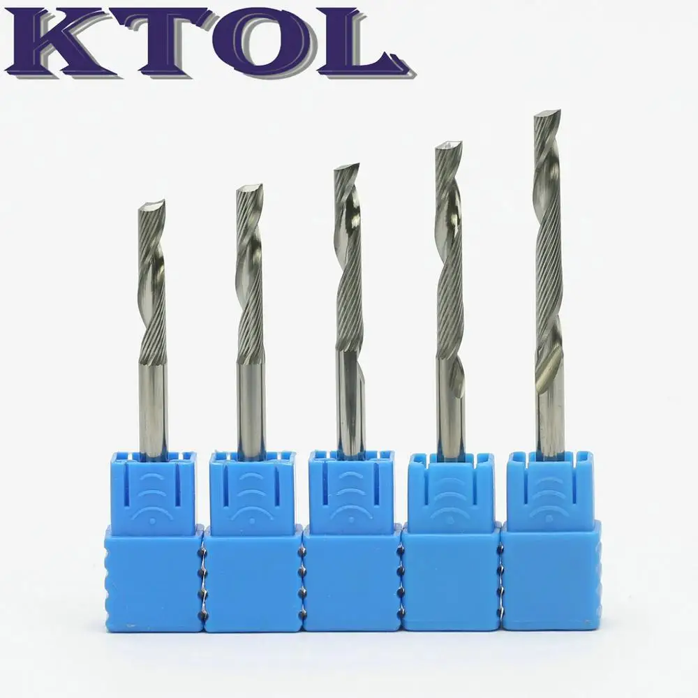 4mm Shank 1 Flute Endmill Wood Milling Tools 10pcs Tungsten Carbide Spiral CNC Cutting Router Bits Set Acrylic Engraving Cutters